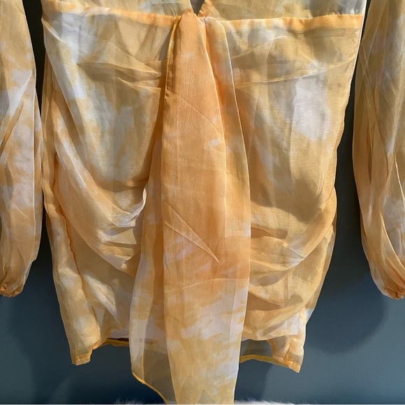 Pretty Little Thing Chartreuse Tie Dye Chiffon Bodycon Dress - Picture 7 of 13